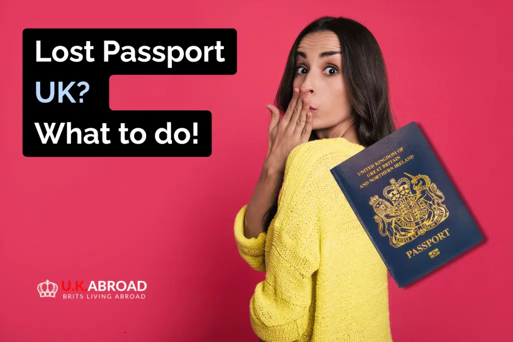 UK passport lost, oops sign