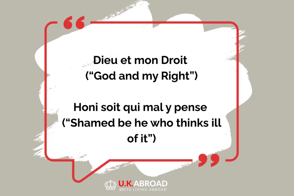 French words on blue British Passport