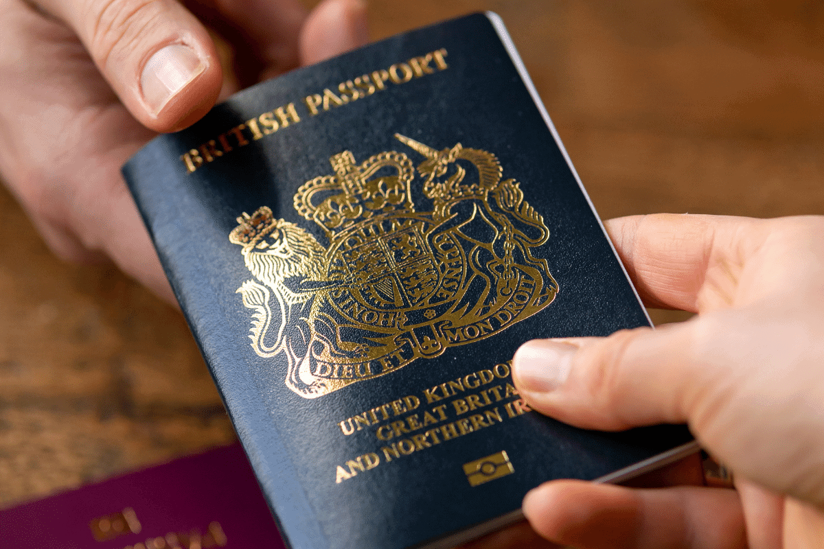 french words on blue british passport