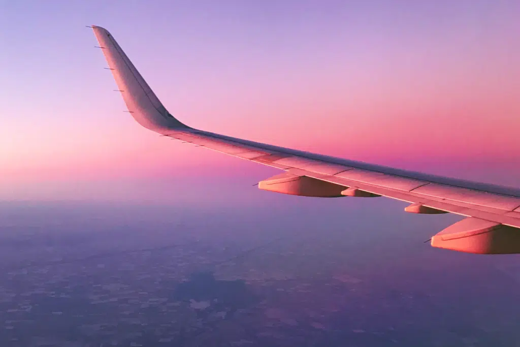 airplane wing showing travel