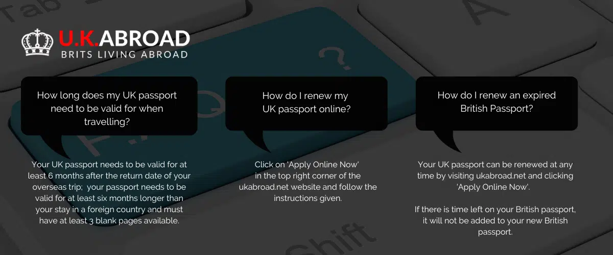 British passport renewal FAQ infographic - top asked questions