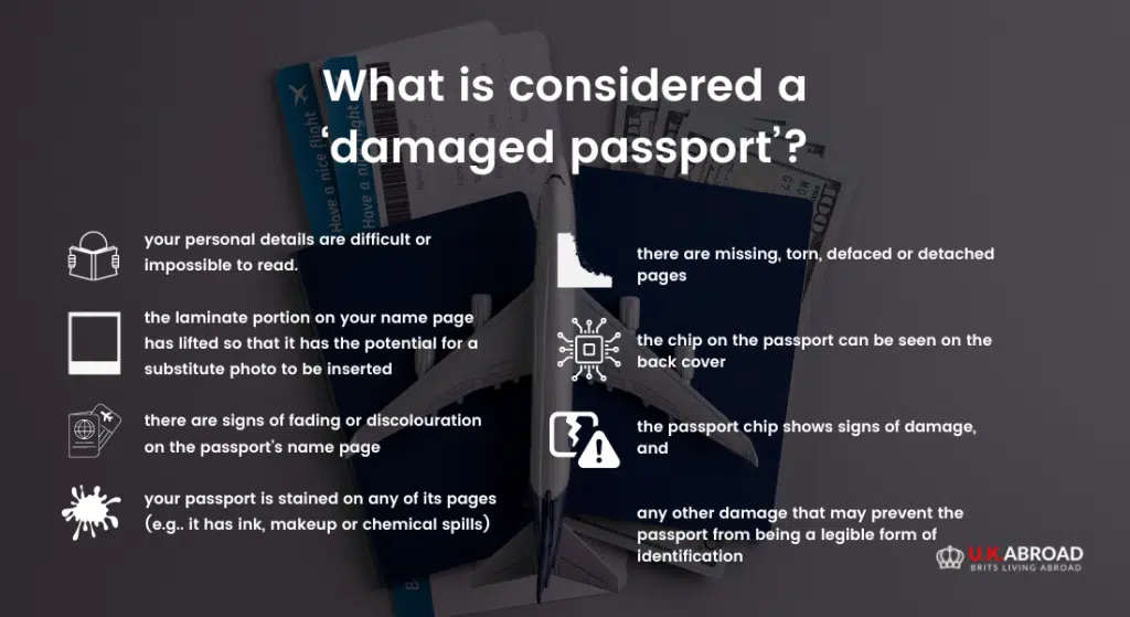 infographic about what is considered a damaged passport