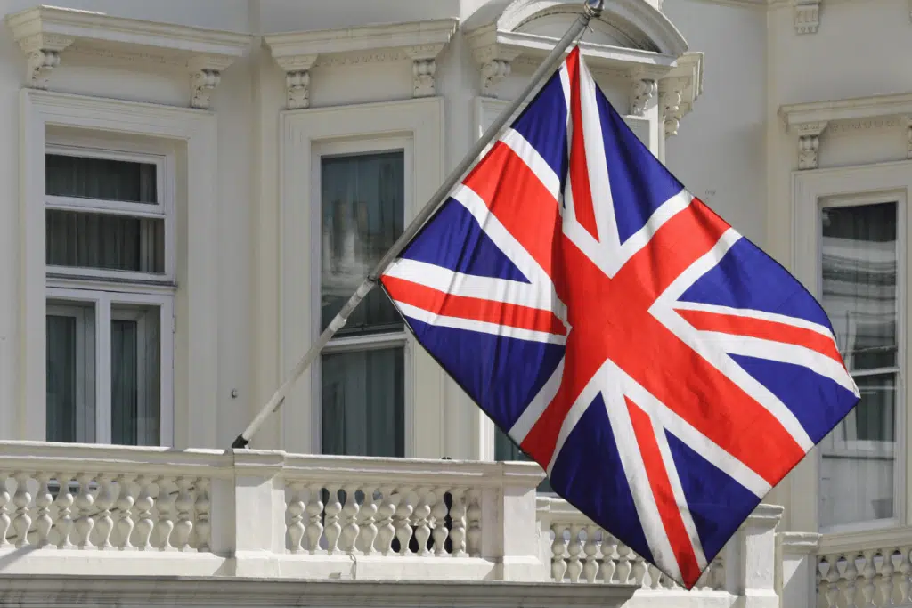 British flag outside building