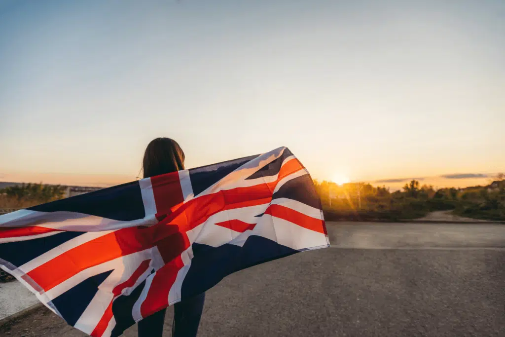 woman with british flag 