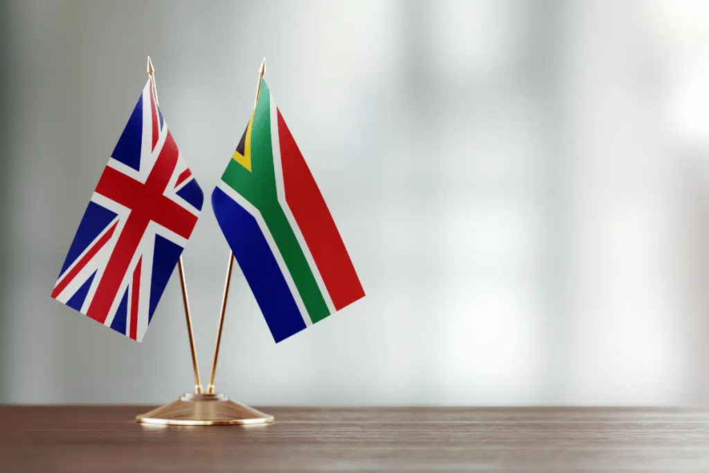 South African and UK flags 